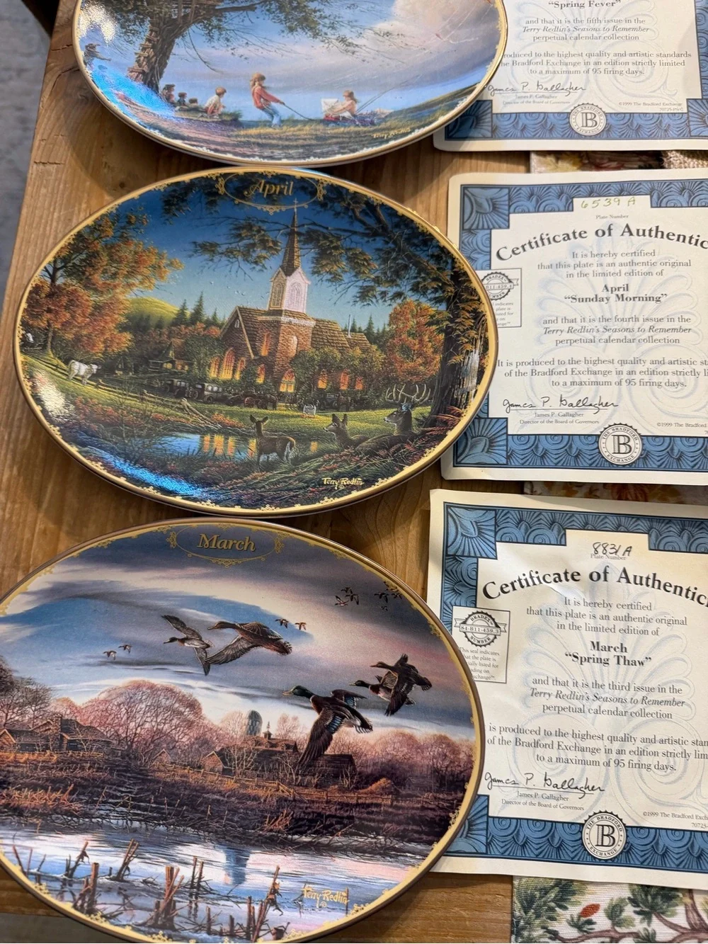 Terry Redlin Seasons to Remember Perpetual Calendar Complete 12 Plates Tiles COA